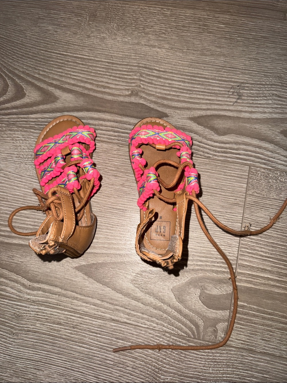 GAP Braided Pink and Multicolor Girls' Lace-Up Sandals